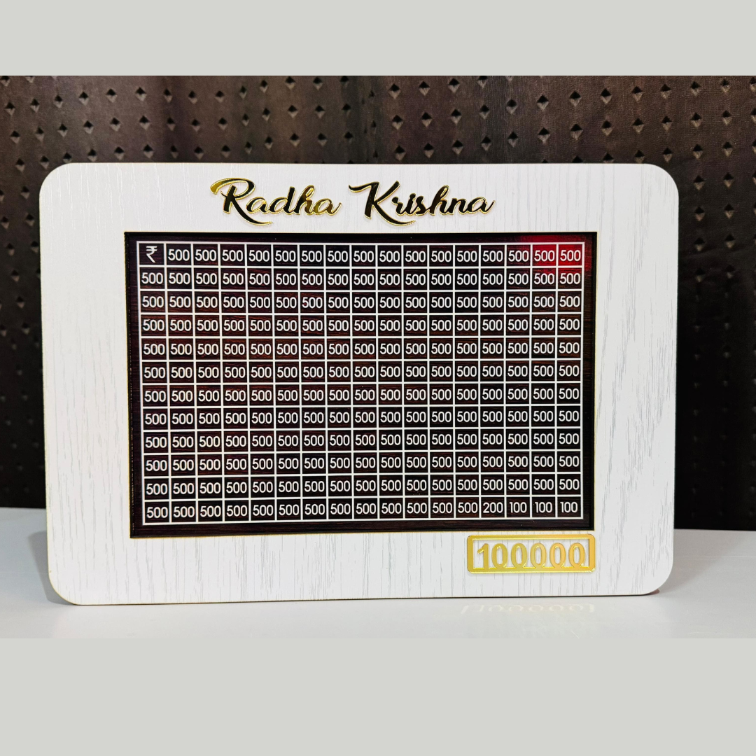 KC-PERSONALIZED MONEY SAVING BOX - WHITE WOOD THEME