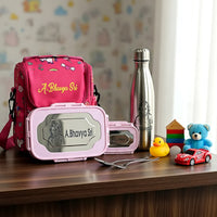 AA83 personalised lunchbox, cutlery, lunch bag and engraved bottle combo