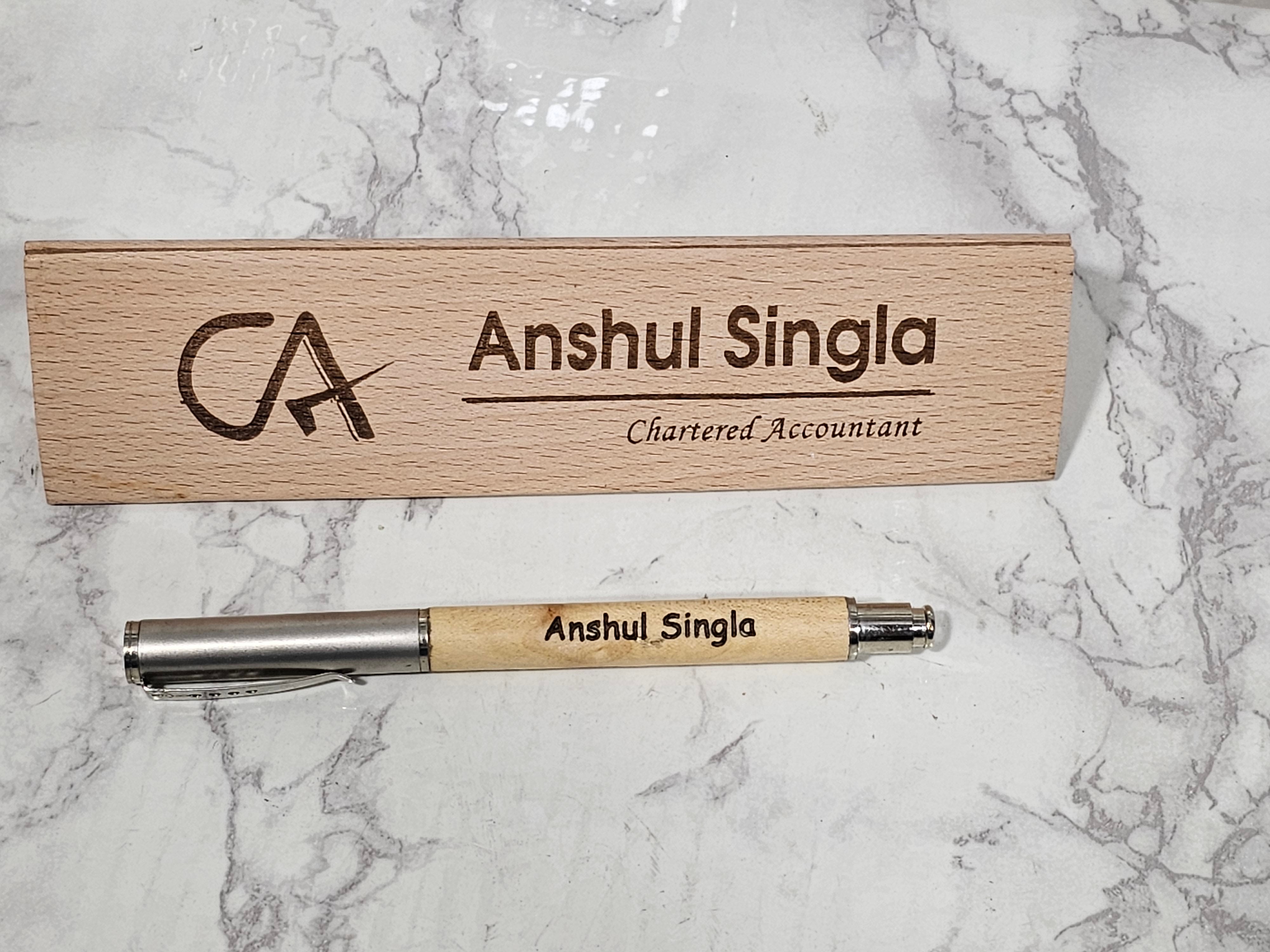 Personalized Wooden Pen Stand - Trio Block